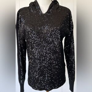 Calligraphie Women’s Sequined Sweater Hoodie Black‎ Size Small